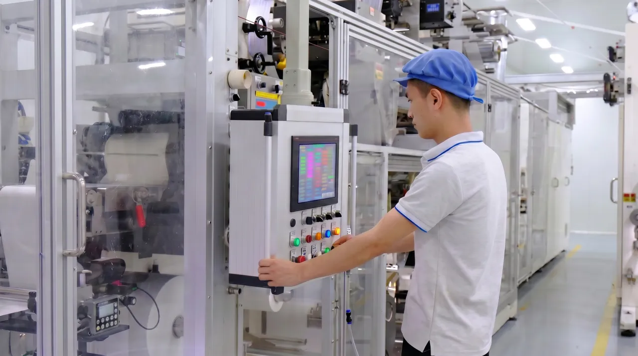 Fully automated disposable hygiene product production line